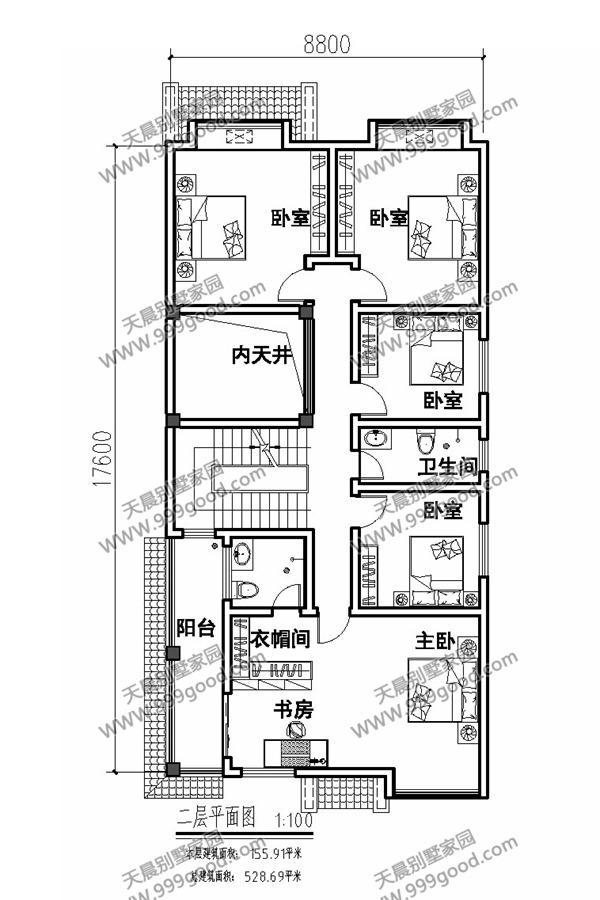 长18米宽6米户型图,6米宽18米长最新设计图 面宽8.8米也能盖豪宅!新中式别墅,布局通透