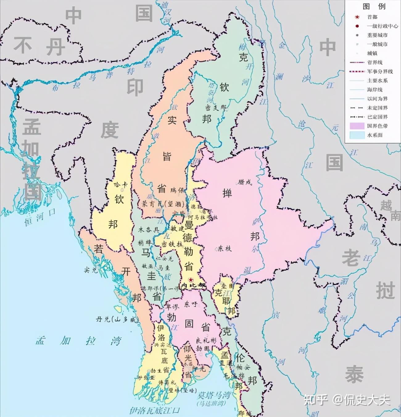 缅甸位于亚洲东南部,中南半岛西部,其北部和东北部同中国西藏和云南