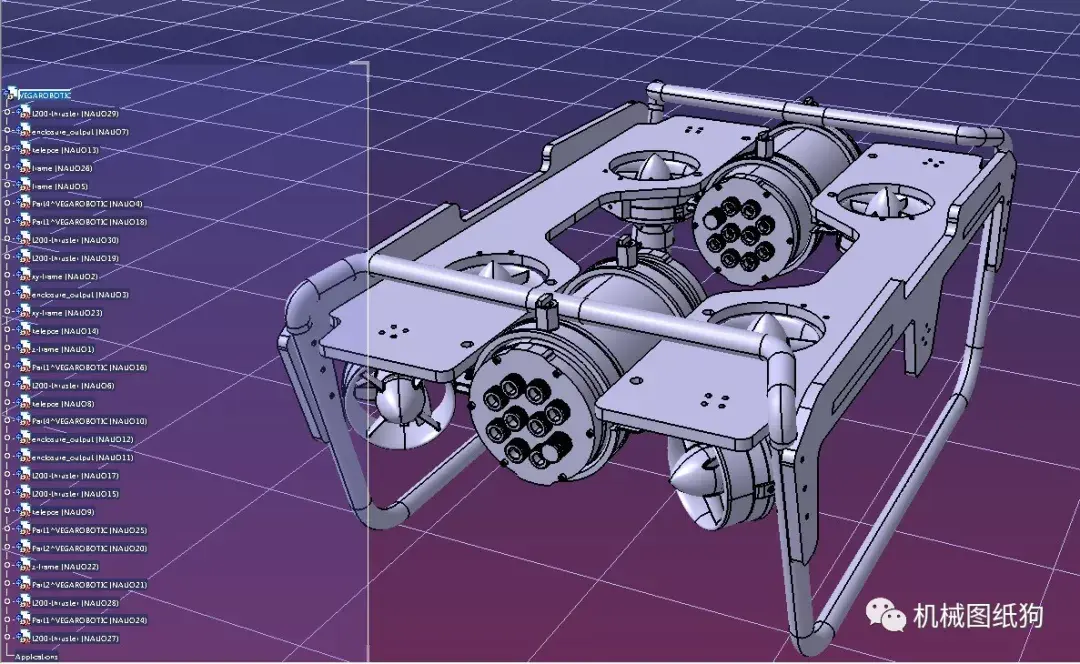 机器人rov遥控潜水器水下机器人3d图纸step格式