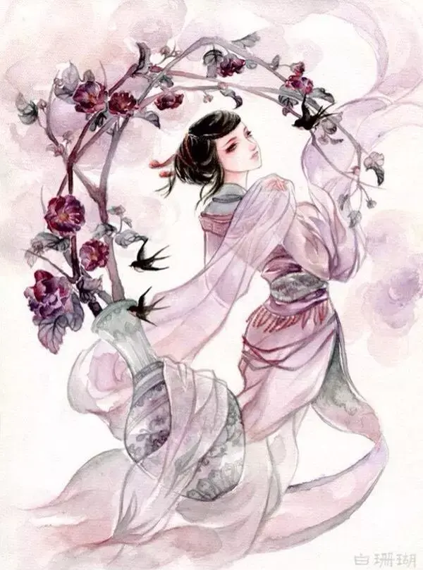 古风美图:水墨手绘画,花颜月貌,楚楚动人的气质美人!