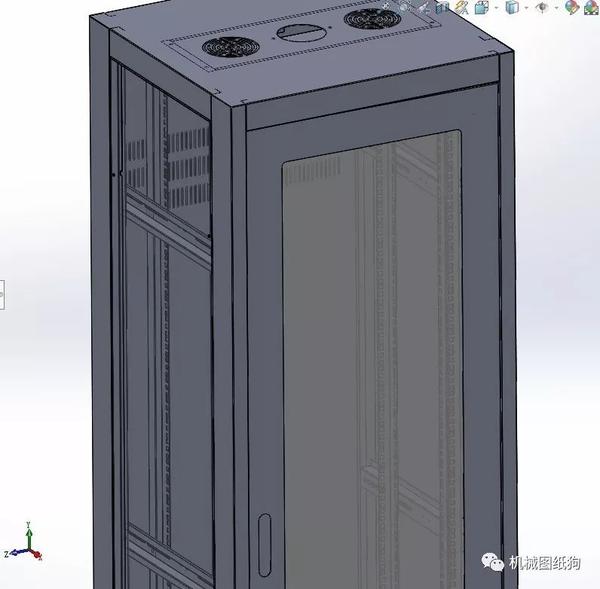 【工程机械】带玻璃柜门的长机柜钣金3d数模图纸 solidworks设计