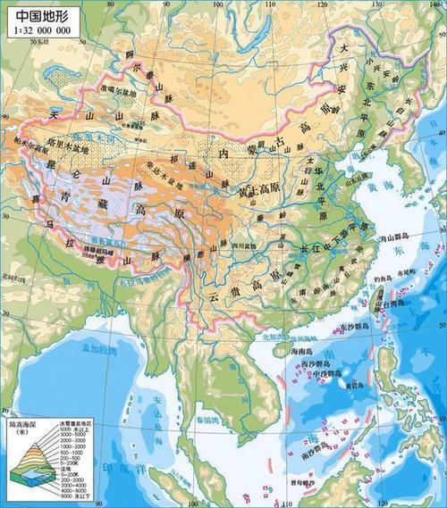 未来已来 中国地形图 青藏高原形成原因:是因为印度洋板块俯冲到亚欧