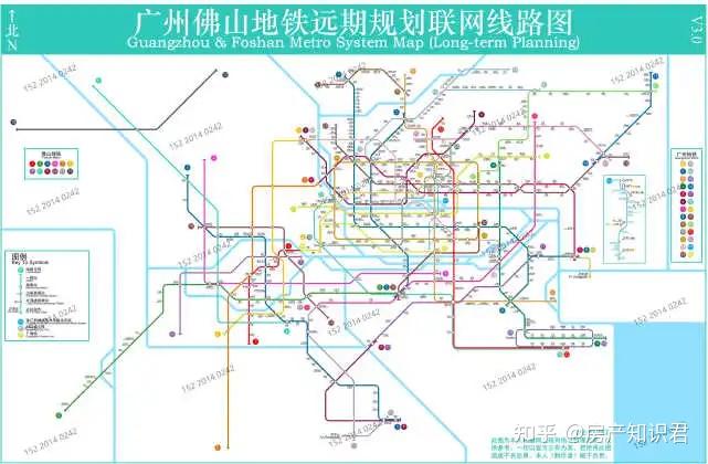 广佛(广州,佛山)城际轨道交通线网图(远景2035 /规划2023 /已开通运营