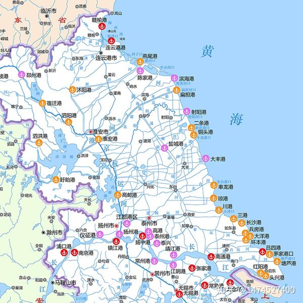 江苏航道港口示意图_江苏水路交通地图