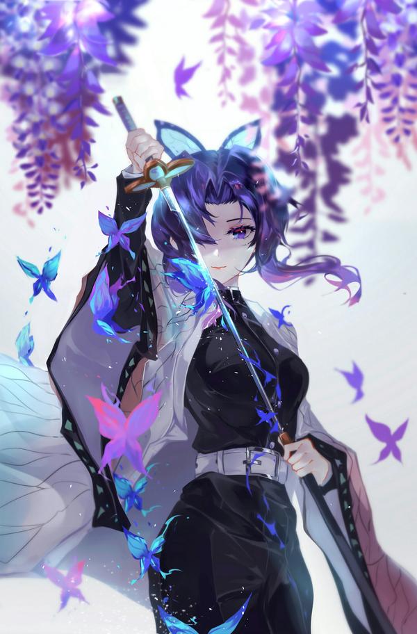 鬼灭之刃化作紫藤花