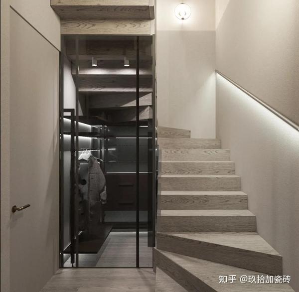 现代| 楼梯拐角也有衣帽间,现代风公寓设计简约但精致