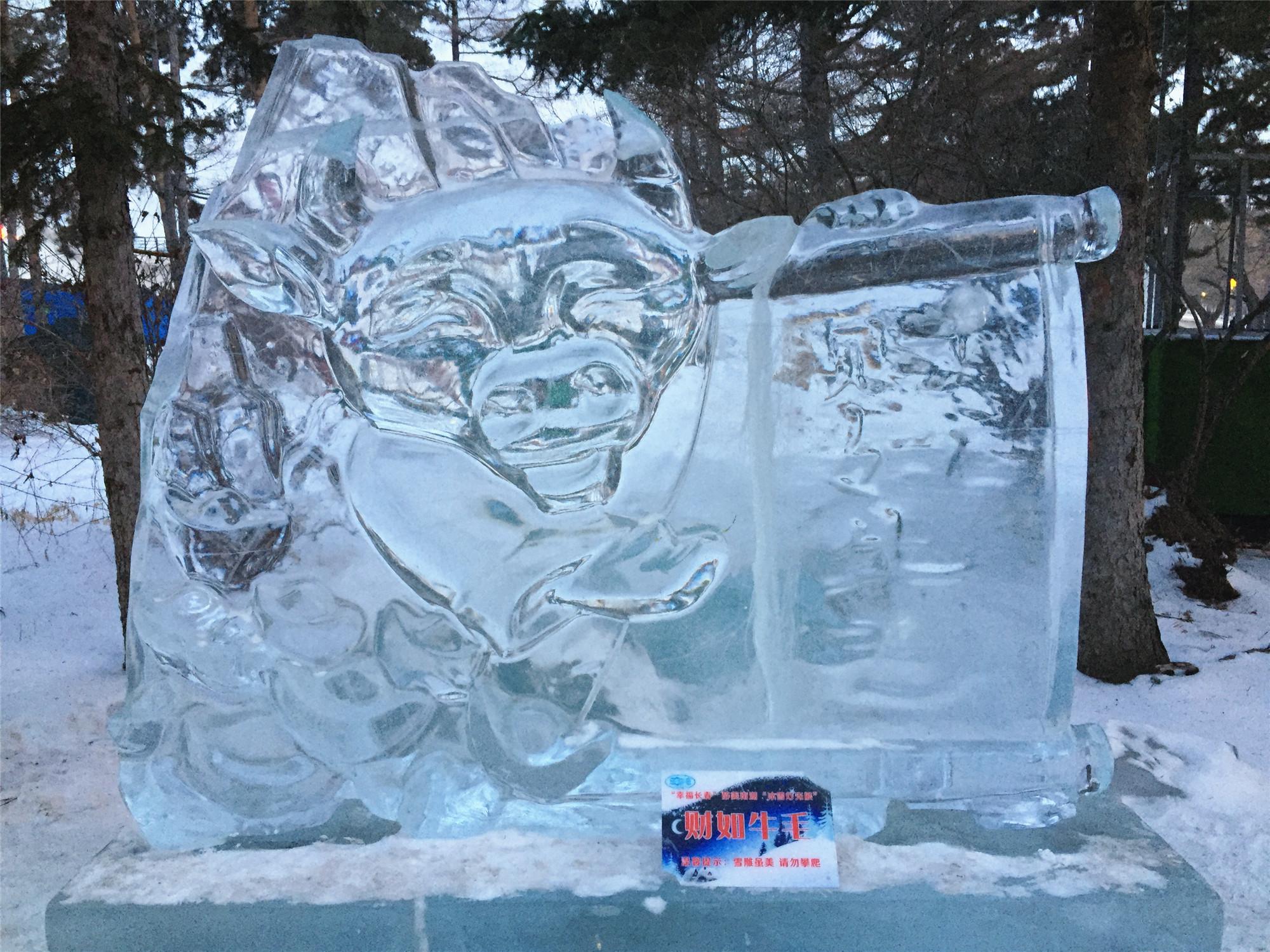 春节前的长春南湖公园冰雕雪雕还有爬犁车