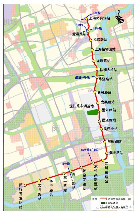 七,23号线一期 23号线一期线路 起自闵行开发区站,终于上海体育场站
