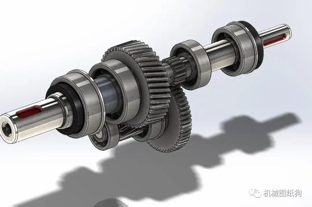 差减变速器gearbox直齿轮斜齿轮传动箱3d图纸solidworks设计