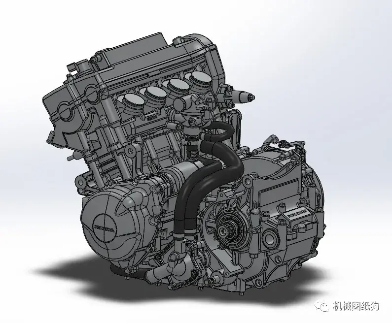 发动机电机hondacbr600f4i发动机3d数模图纸solidworks设计附step