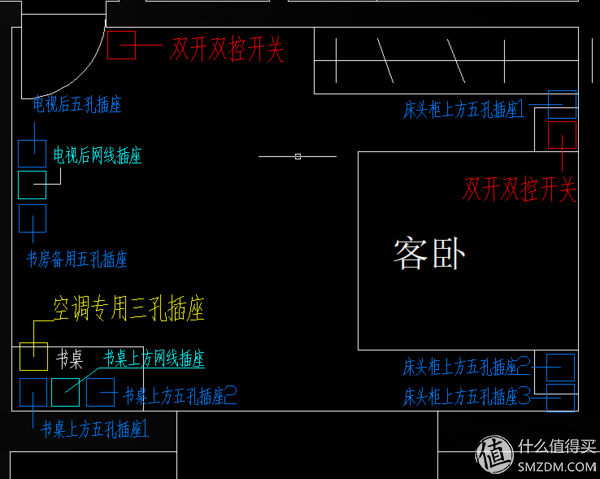 书桌上的插座高度建议在1米左右,而且最好设置一个带开关插座.