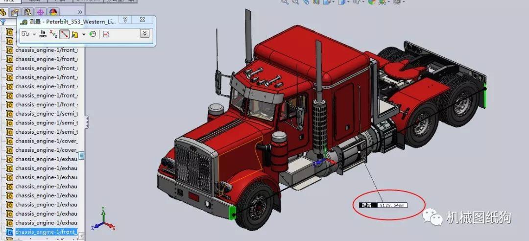 【其他车型】peterbilt 353彼得比尔特卡车模型solidworks设计 sldprt