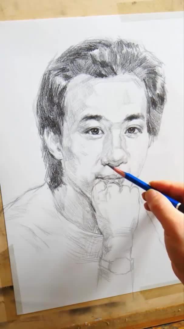 素描入门头像,带来beyond黄家驹的素描画像第七集