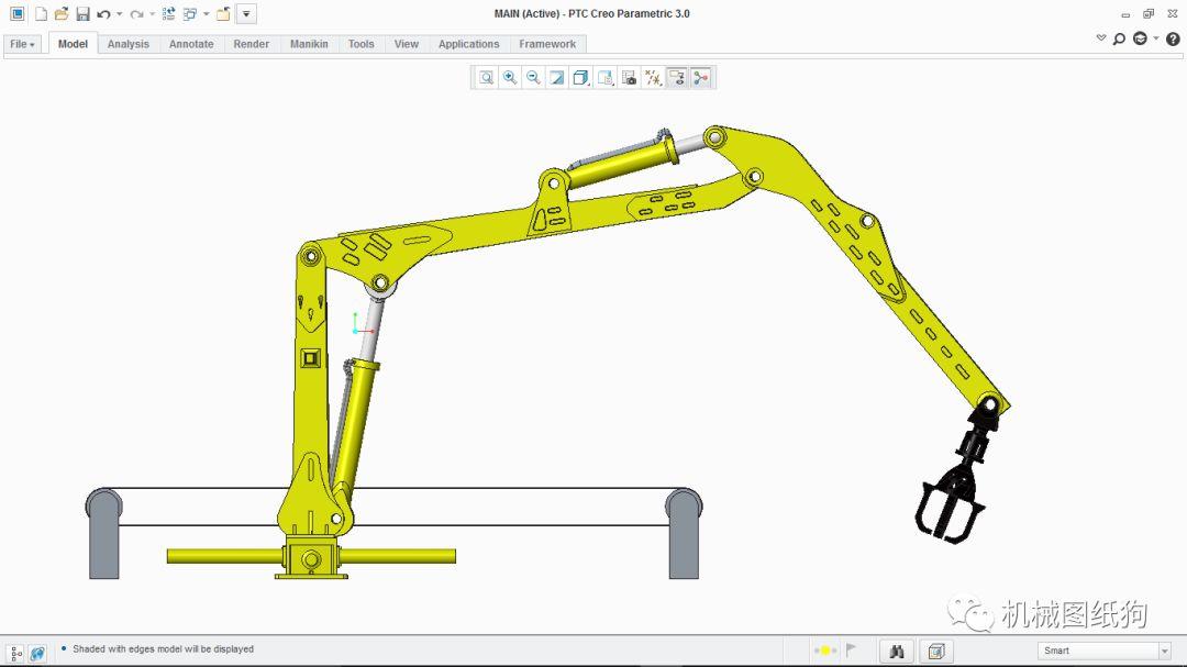 工程机械bull液压吊机3d模型图纸creo设计