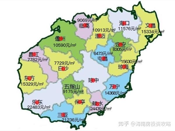 2.再说价格:先来看看4月份的海南房价地图.