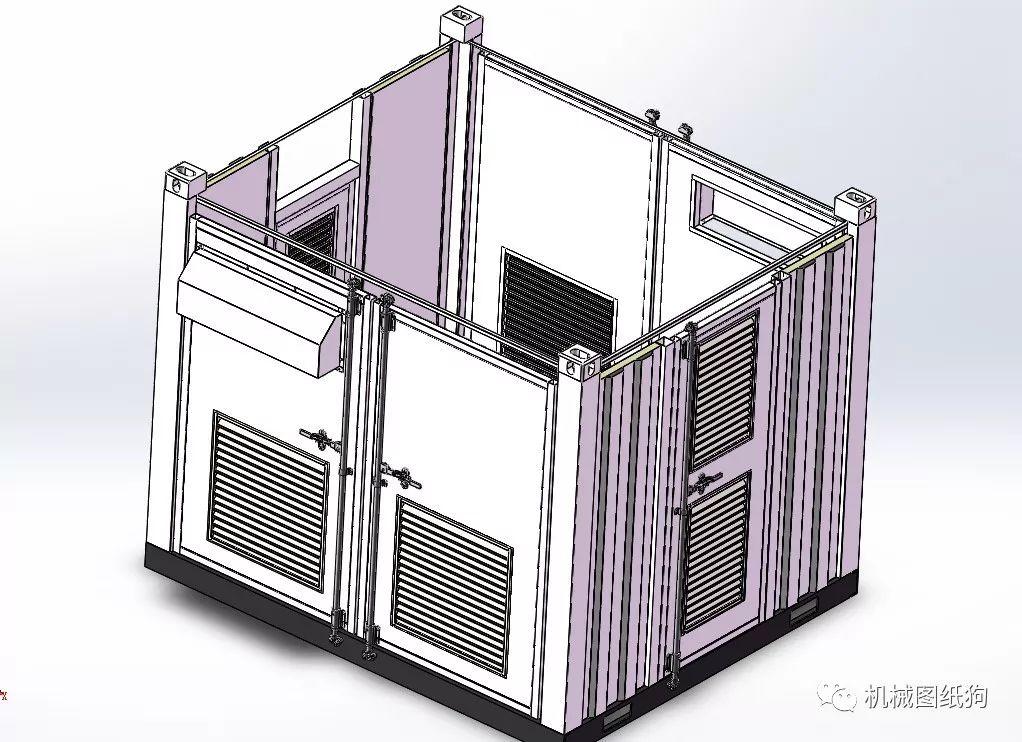 工程机械集装箱式箱变钣金结构3d图纸solidworks设计