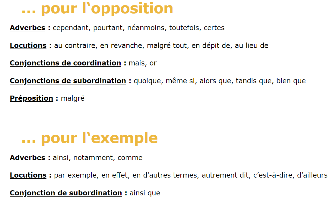 Mots De Liaison Connecteurs Logiques Copier Coller