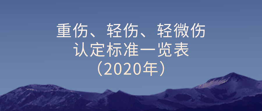 重伤,轻伤,轻微伤认定标准一览表(2020年)