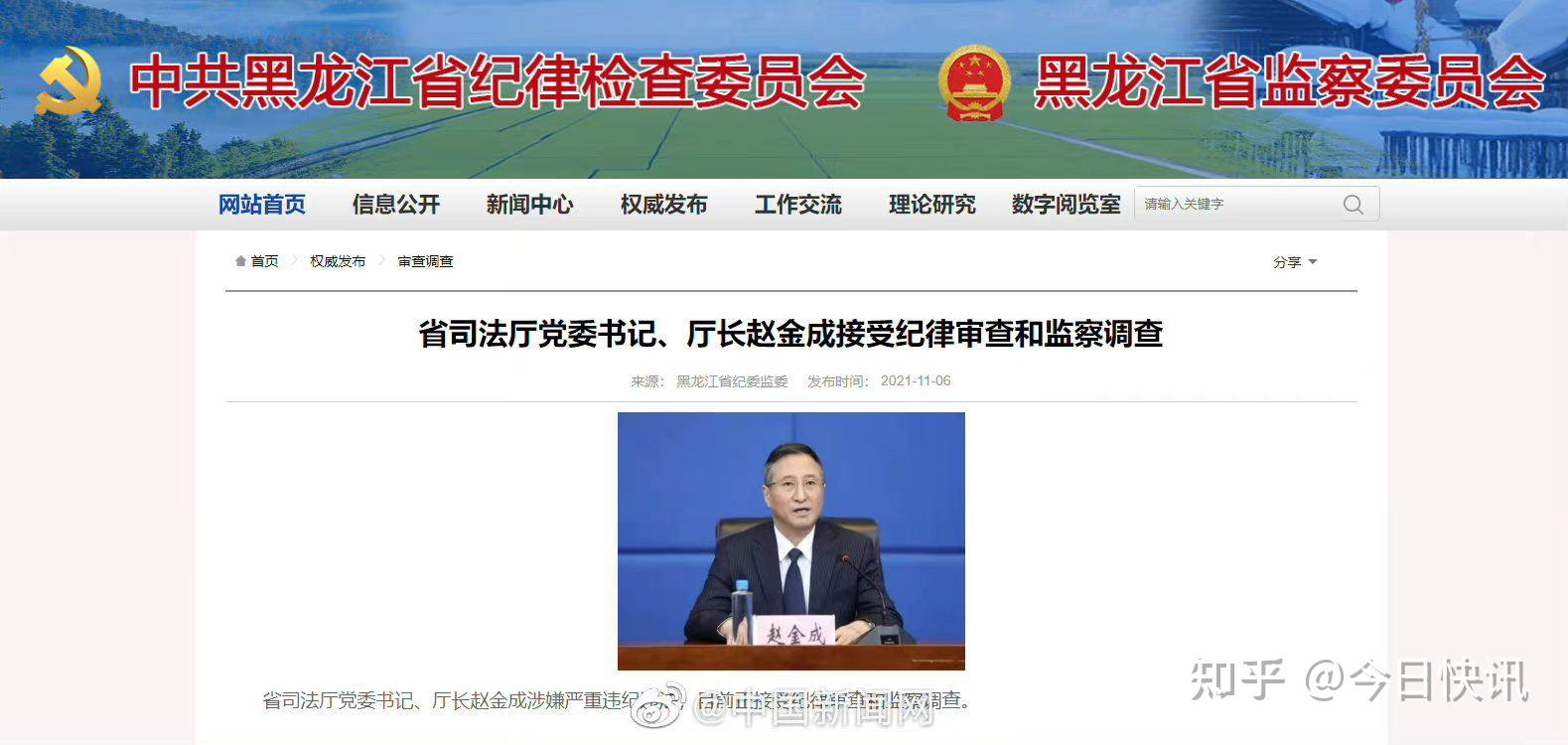 黑龙江省司法厅厅长赵金成被查