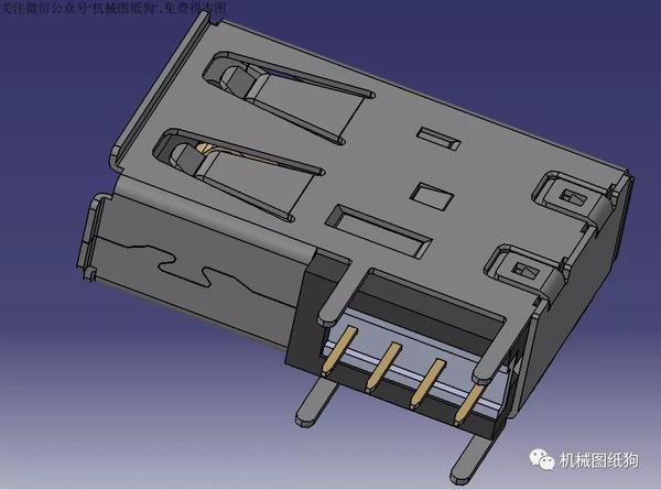 工程机械usb20接口模型3d图纸stp格式