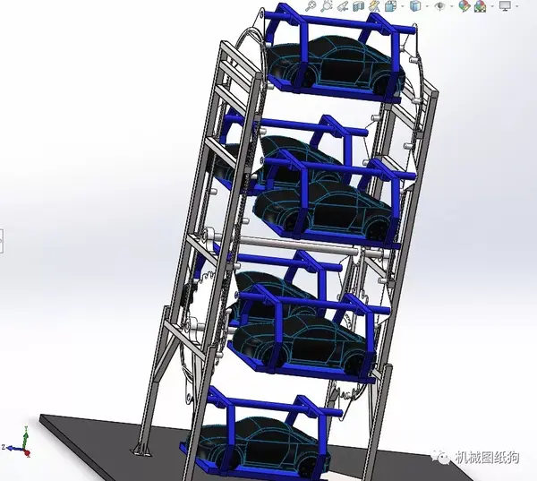 工程机械垂直旋转式立体车库简易模型3d图纸solidworks设计