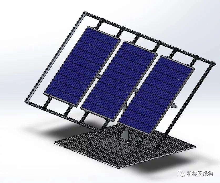 【工程机械】光伏太阳能板支架设计模型3d图纸 solidworks设计