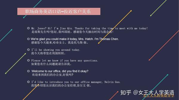 今天职场商务英语口语分享的主题是拉近客户关系
