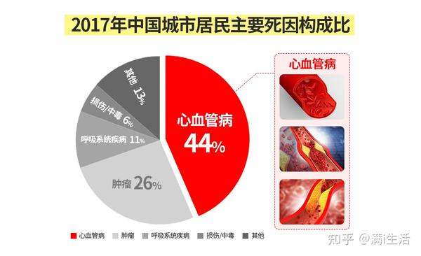 &lt;2017年中国城市居民主要死因(心血管疾病44%占比最多)&gt