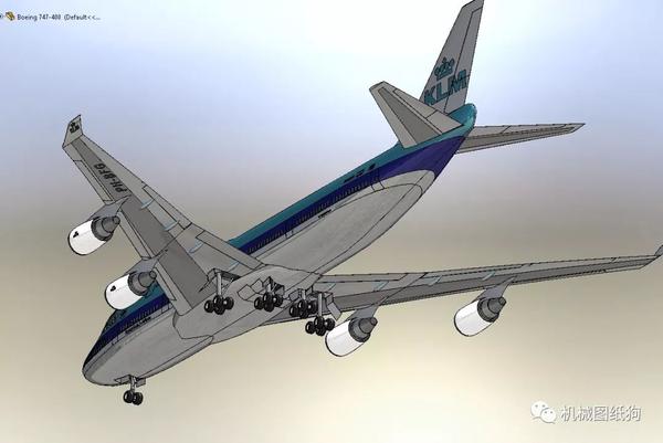 飞行模型波音747客机模型3d图纸solidworks设计igsstep格式飞机建模