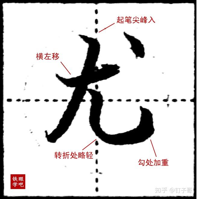 硬笔书法基础笔画学习竖弯钩铁眼学吧