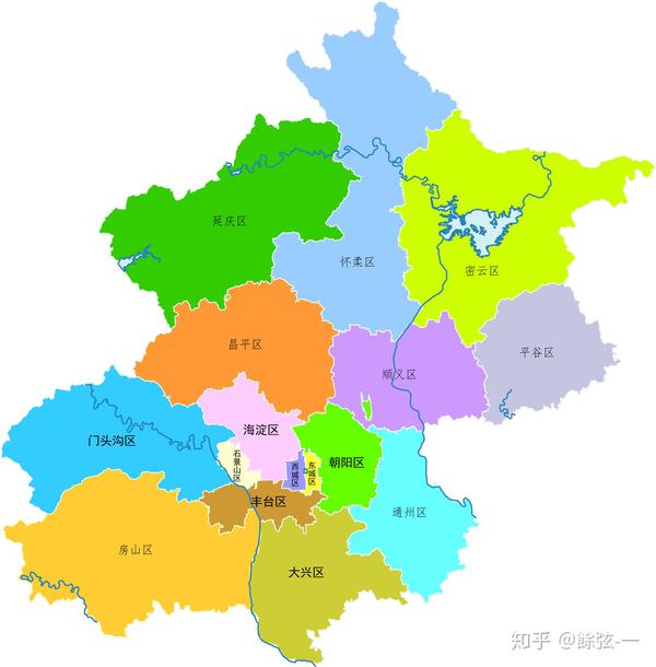 北京市行政区划图,黑体为母县设区,仿宋为非母县设区(图源:底图来自图片