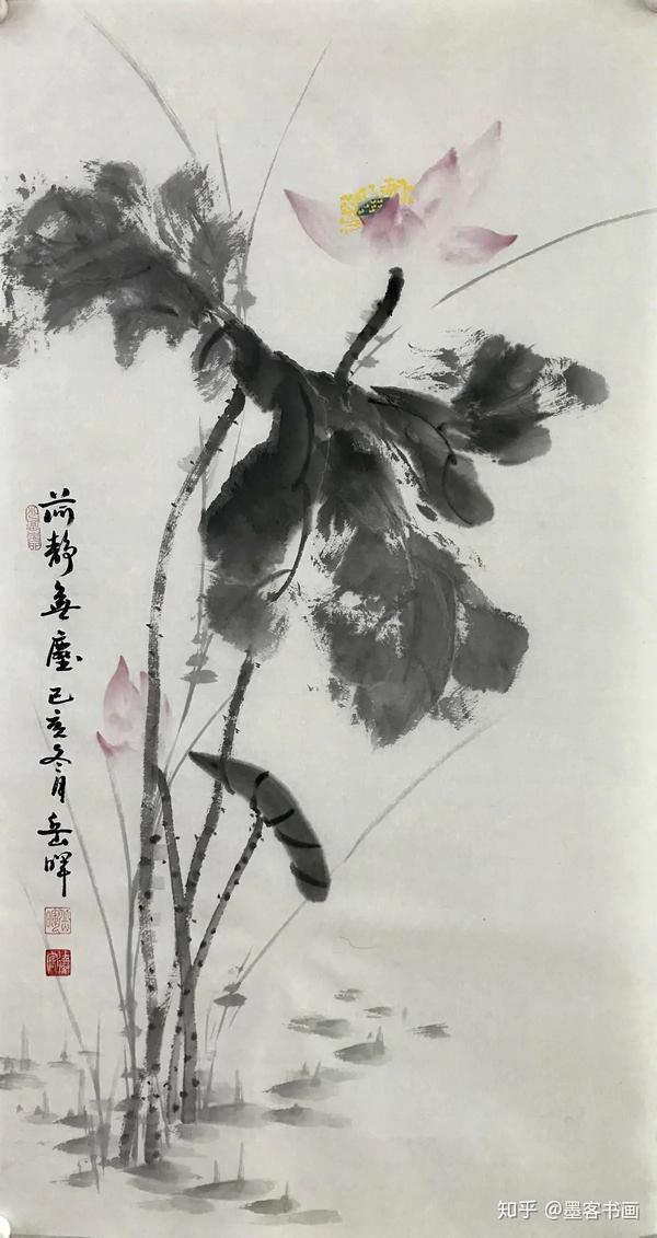 张岳晖花鸟画作品 张先生荟萃历代名家画荷之笔意,满目摇碧,蔚然生香