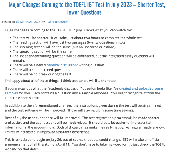重磅TOEFL iBT考试题型即将大改革 知乎