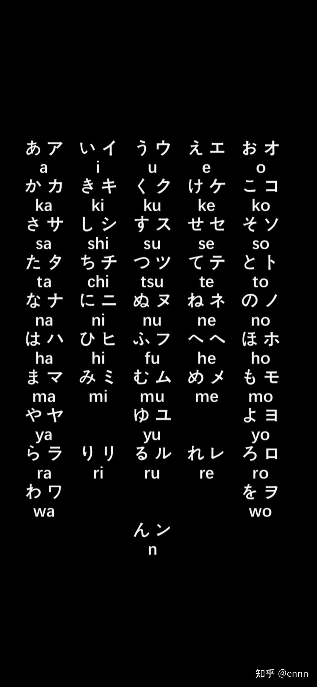 有没有好看的黑色日语五十音图壁纸