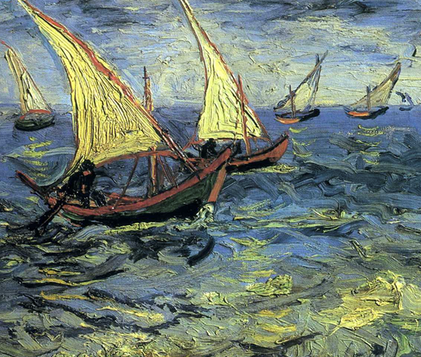 梵高《海边的渔船(局部)》(1888)