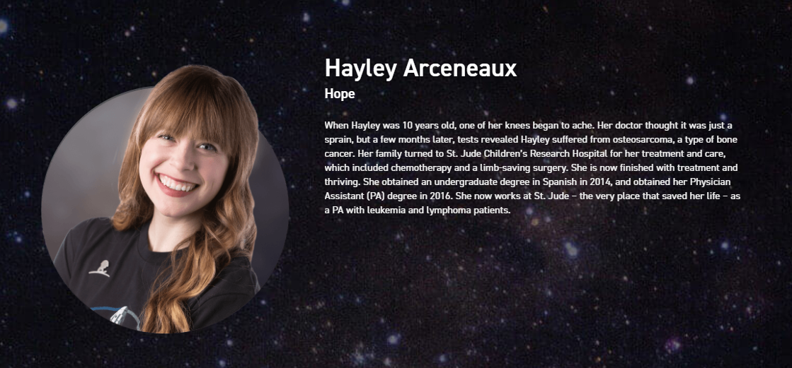 来自于田纳西州孟菲斯圣裘德儿童研究医院医生助理的hayley arceneaux
