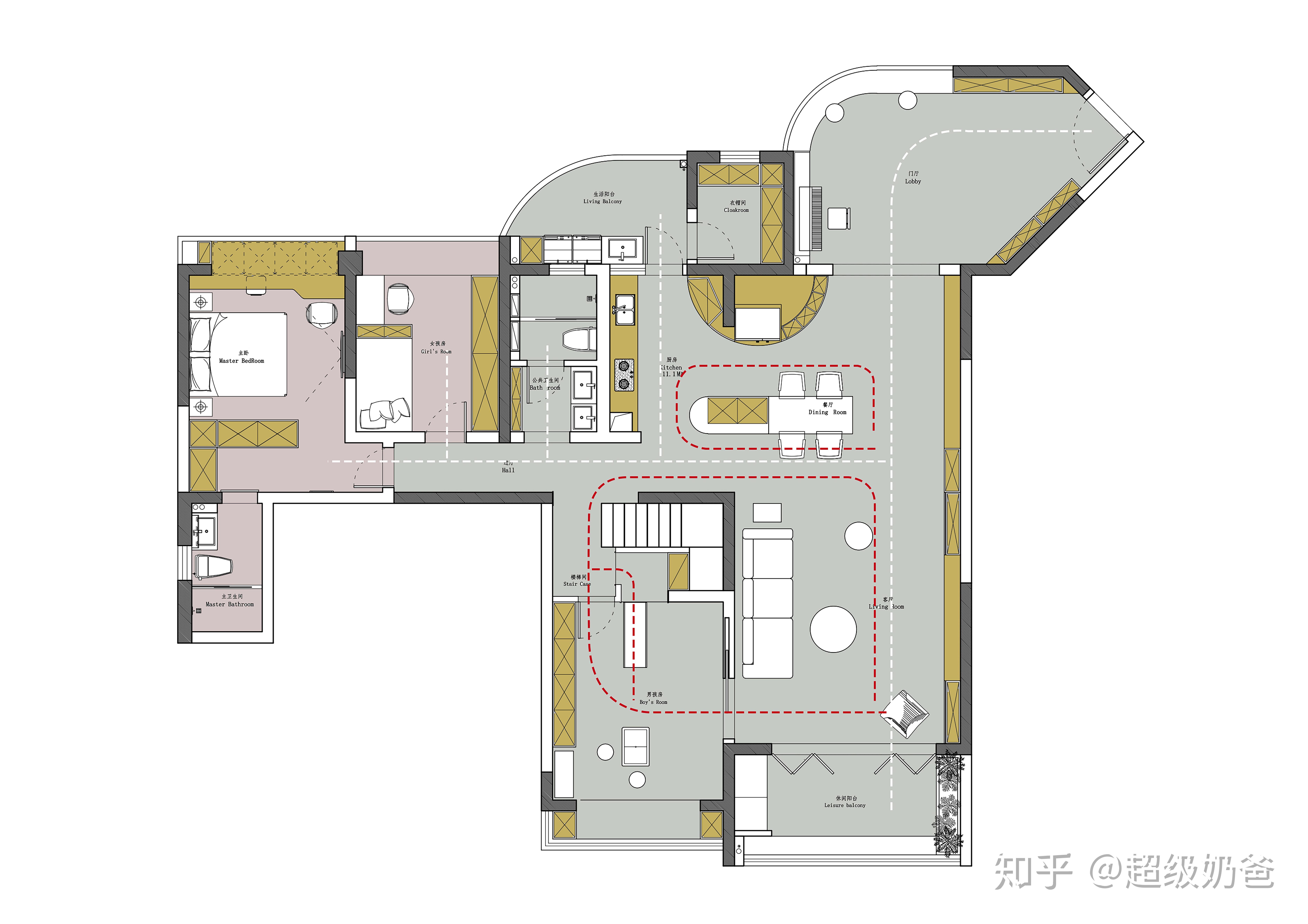 234㎡六人居ldk储物洄游动线二胎家庭的问题都能解决