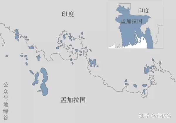 印度孟加拉国飞地(蓝色部分)