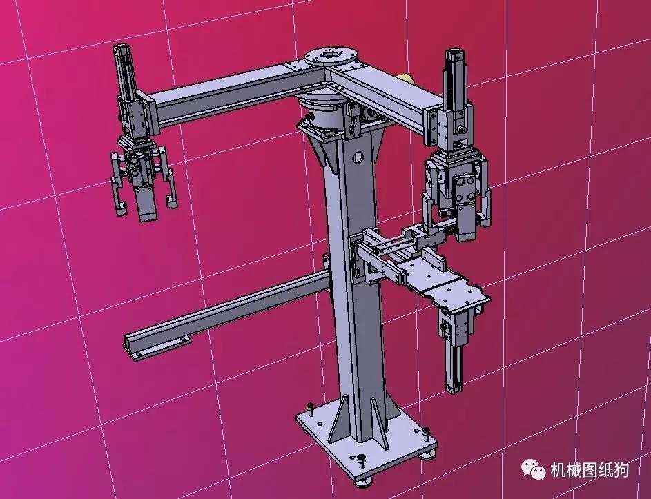 【非标数模】焊接机卸料抓取机械手3d模型图纸 step格式