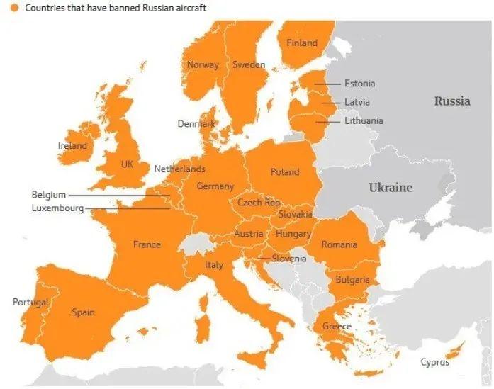 最近随着俄罗斯乌克兰局势的紧张,俄罗斯和欧洲部分国家互相关闭领空