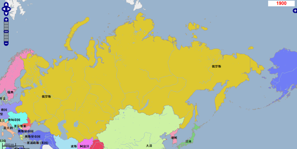 上图是俄罗斯帝国在二十世纪初,即1900年时的国土.