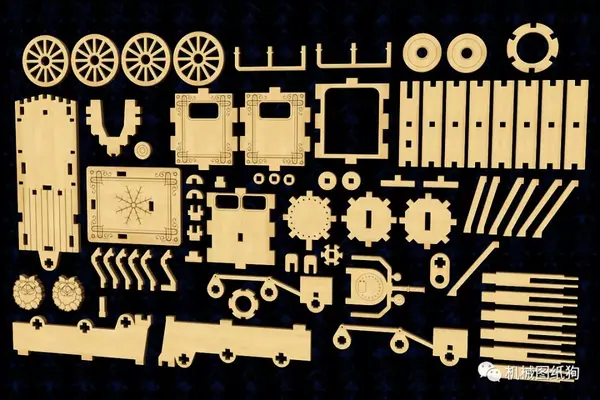 其他车型novogodniy木制火车拼装激光切割模型3d图纸solidworks多种