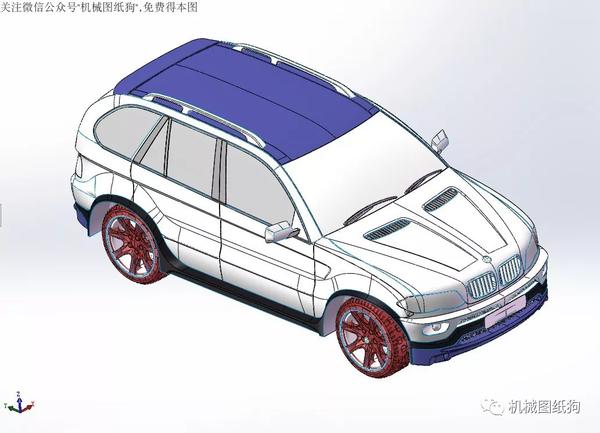 【汽车轿车】简易宝马x5汽车3d模型solidworks设计