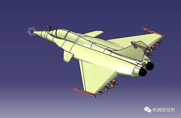 飞行模型 简易rafale阵风战斗机模型图纸 catia设计