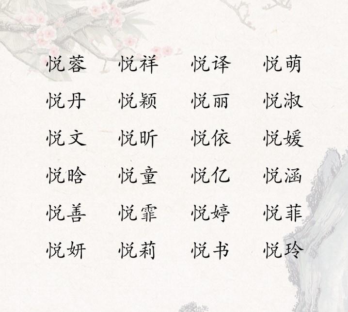 给女宝宝起名用悦字,美好的期望总有一个您会喜欢