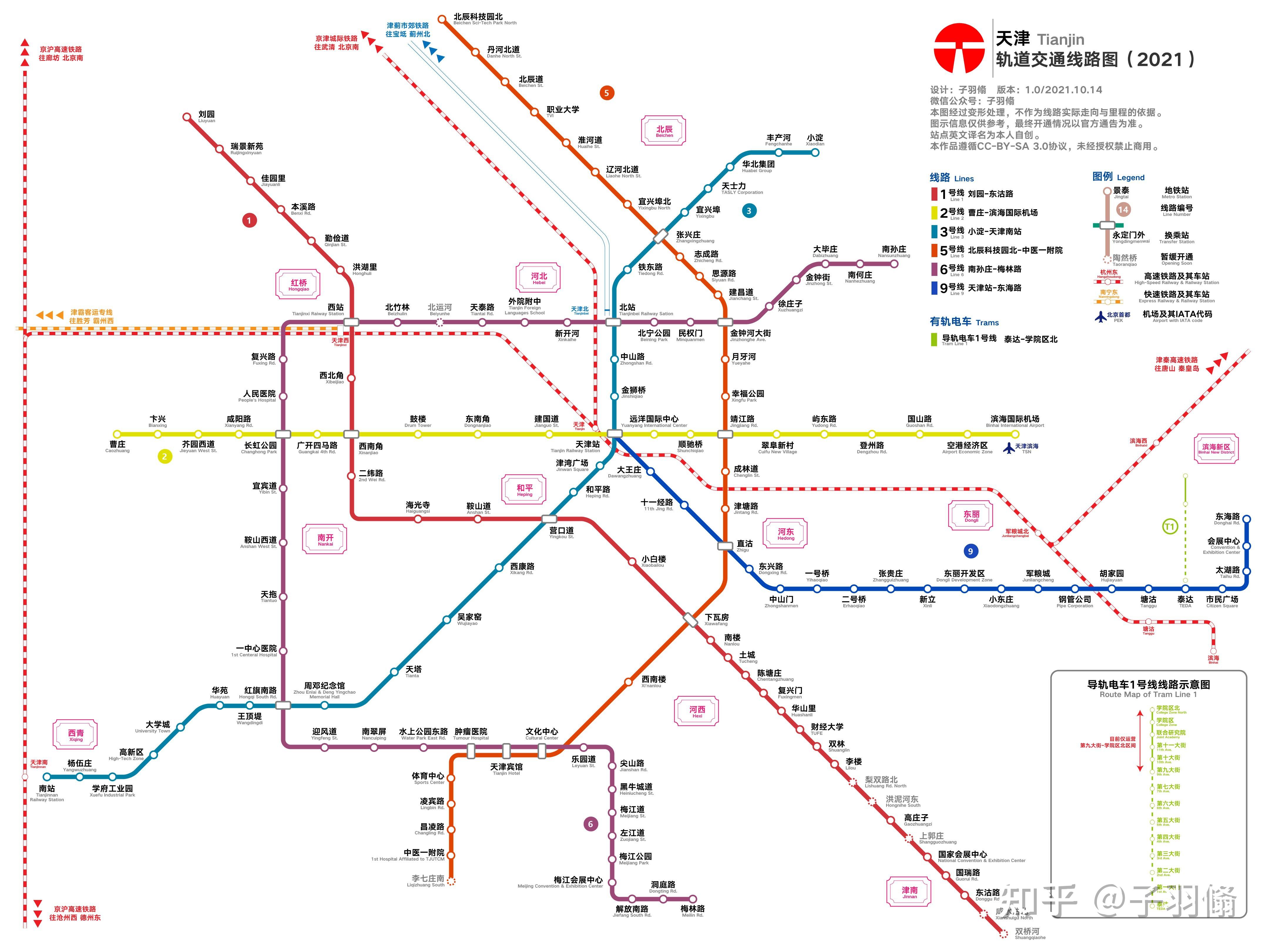 天津地铁2021年线路图