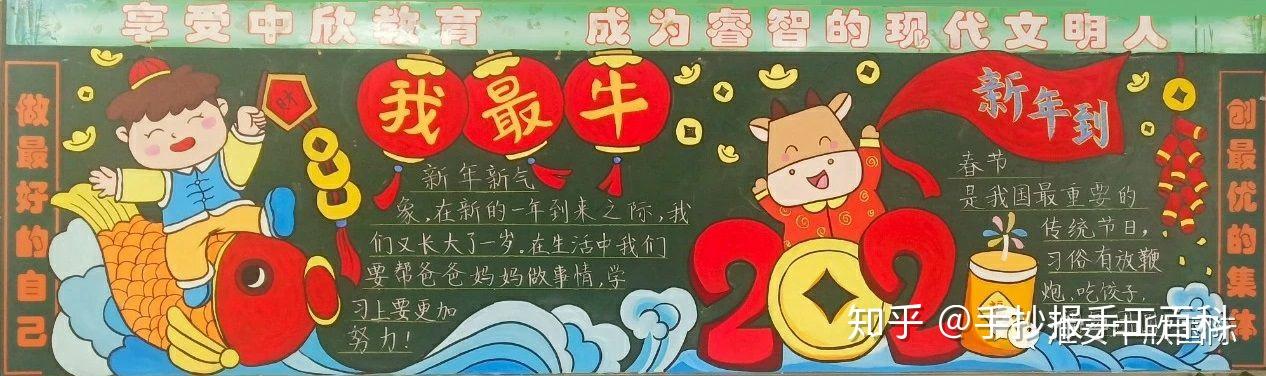 春节黑板报手抄报小报##牛年黑板报手抄报小报##新年黑板报手抄报