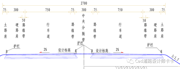 匝道断面如下:标准的9m单车道断面