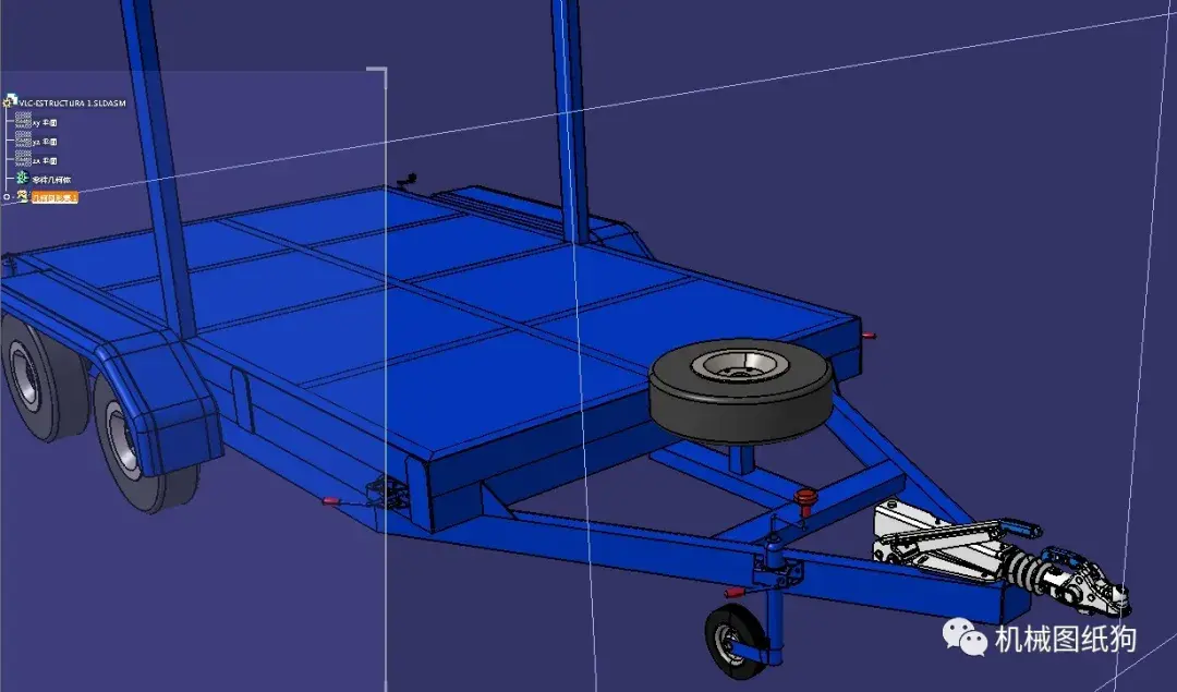 工程机械aevlc2018平板拖车3d图纸solidworks设计