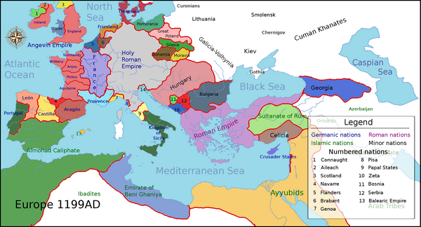 (12世纪末的欧洲地图,5的位置就是佛兰德斯)
